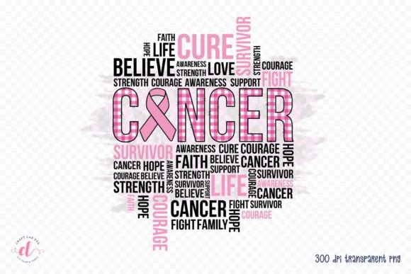 Breast Cancer Typography Design PNG for Graphics and Crafts