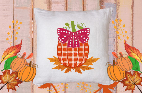 Cute Pumpkin with Bow 12 for Crafts and Graphics