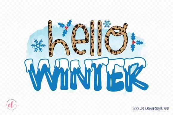 Hello Winter Snowman Graphics for Crafts and Marketing