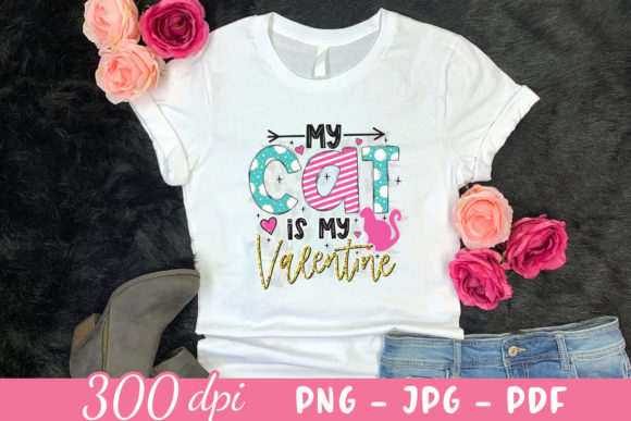 My Cat is My Valentine PNG for Crafts and Graphics